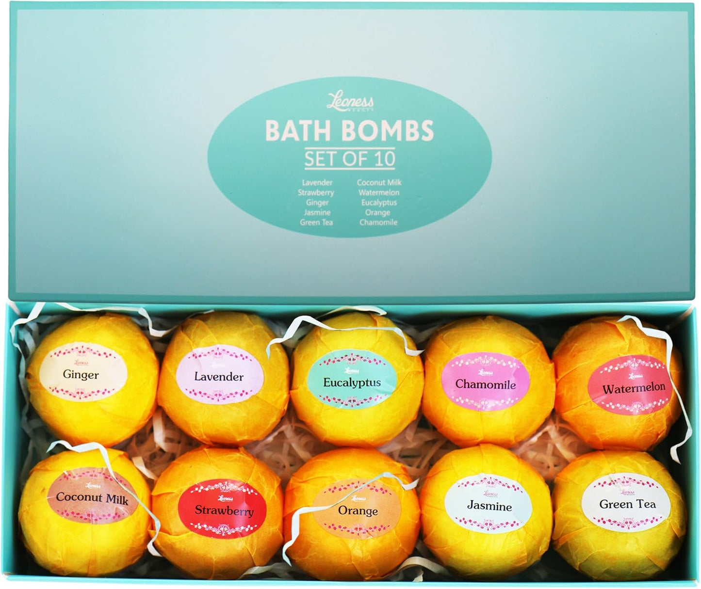 Bath Bombs Gift Set – 10 Unique Scents – Great gift idea for Women, Mom, Girls, Teens, Graduation and Birthdays – Spa Aromatherapy – Shea Butter – Relaxation in a Box