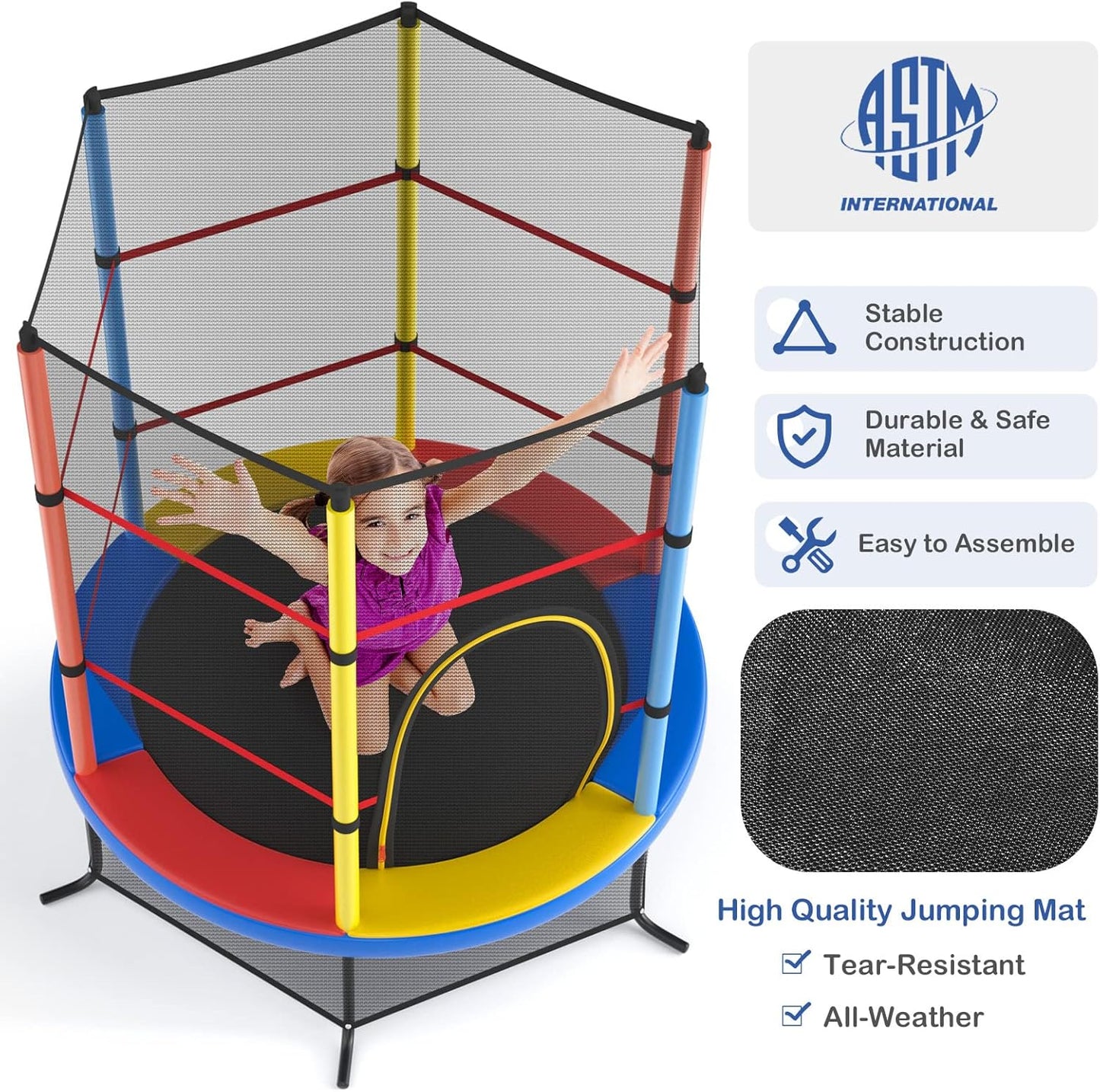 Giantex 55" Kids Trampoline with Safety Enclosure Net