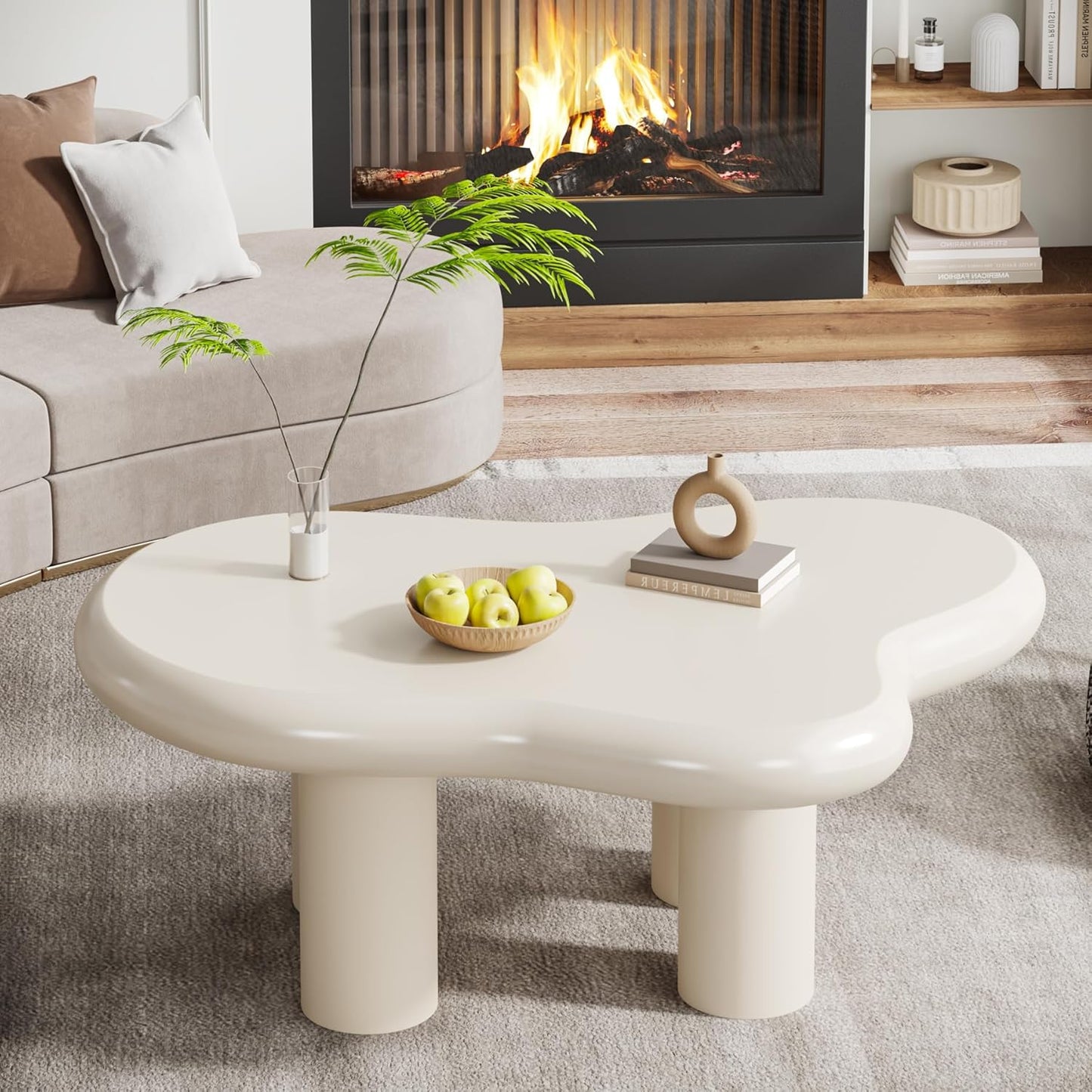 39.4" Cloud Coffee Table, Cute Cream Coffee Table