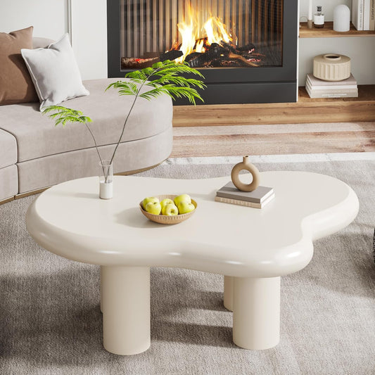 39.4" Cloud Coffee Table, Cute Cream Coffee Table