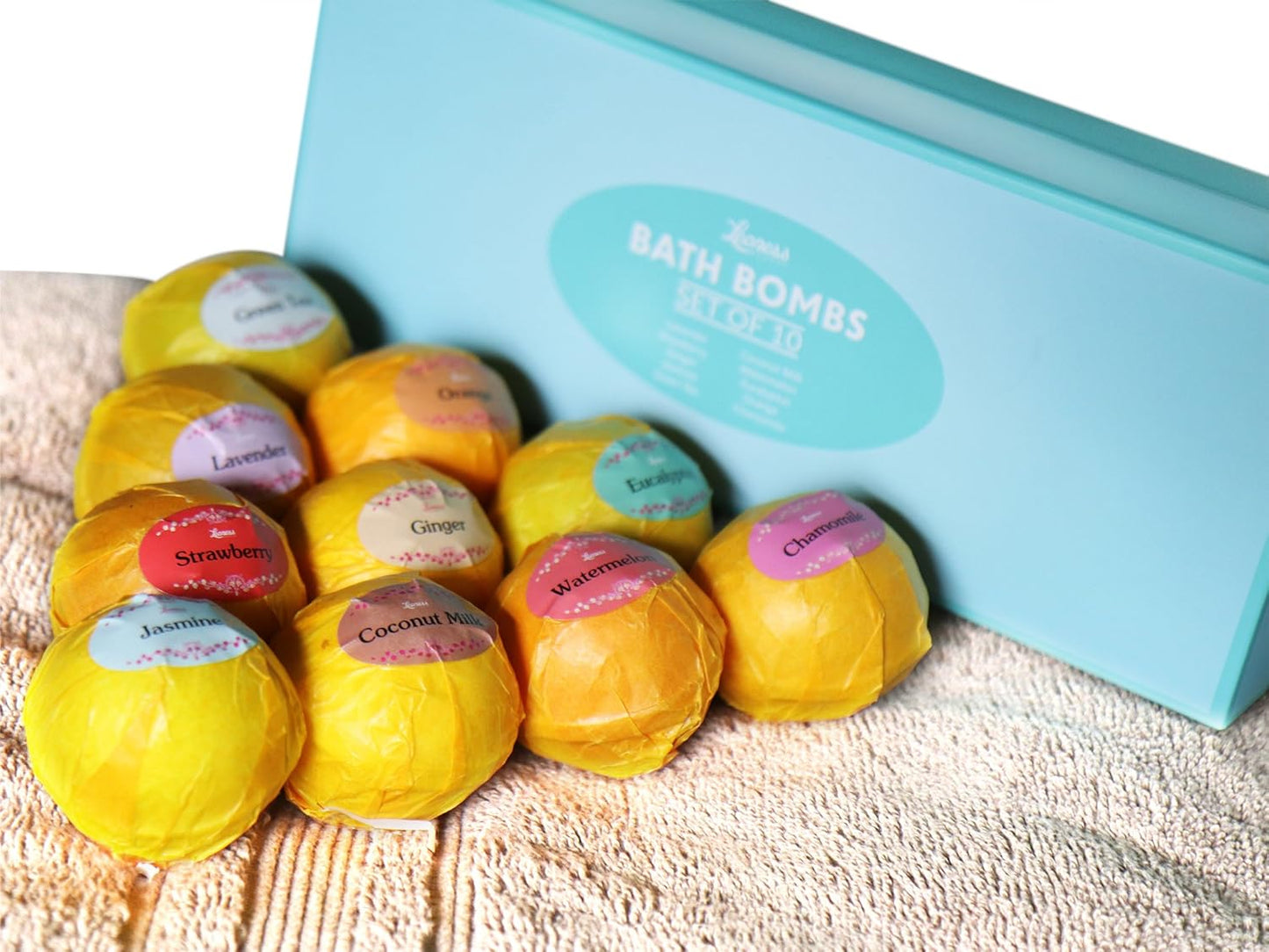 Bath Bombs Gift Set – 10 Unique Scents – Great gift idea for Women, Mom, Girls, Teens, Graduation and Birthdays – Spa Aromatherapy – Shea Butter – Relaxation in a Box