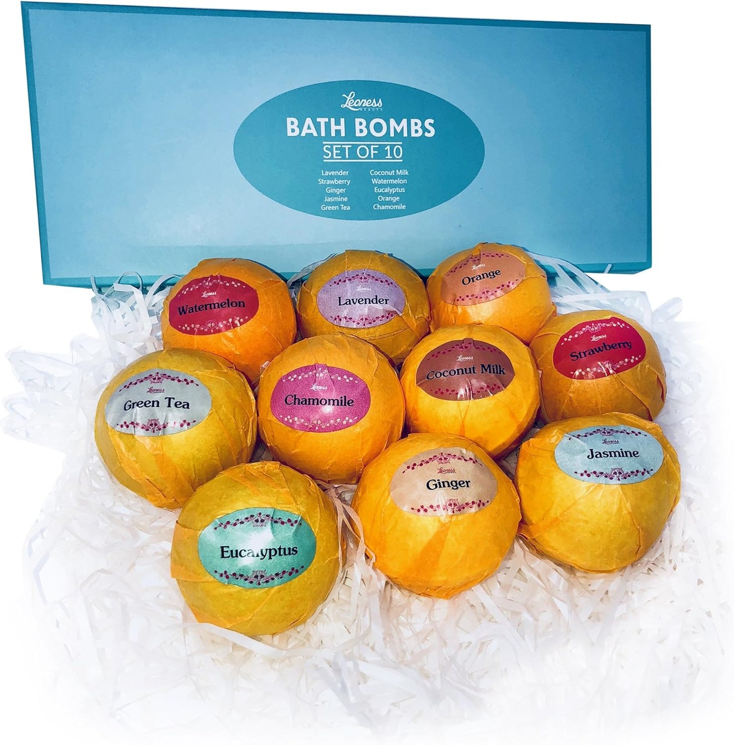 Bath Bombs Gift Set – 10 Unique Scents – Great gift idea for Women, Mom, Girls, Teens, Graduation and Birthdays – Spa Aromatherapy – Shea Butter – Relaxation in a Box