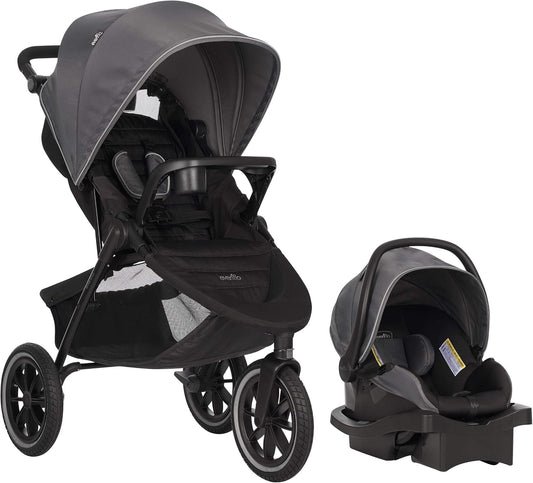 Evenflo Folio 3 Wheel Jogging Travel System Stroller + Infant Car Seat - Avenue Grey