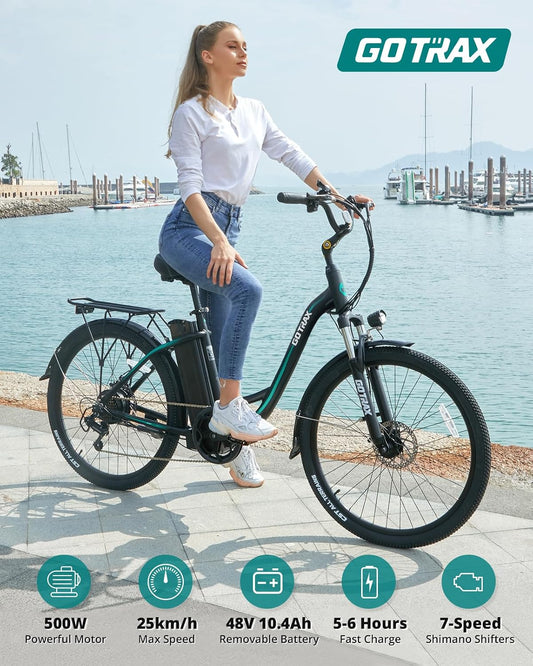 Gotrax E06 26" Step -Thru Electric Bike for Adults, Max 88km & 25km/h Speed