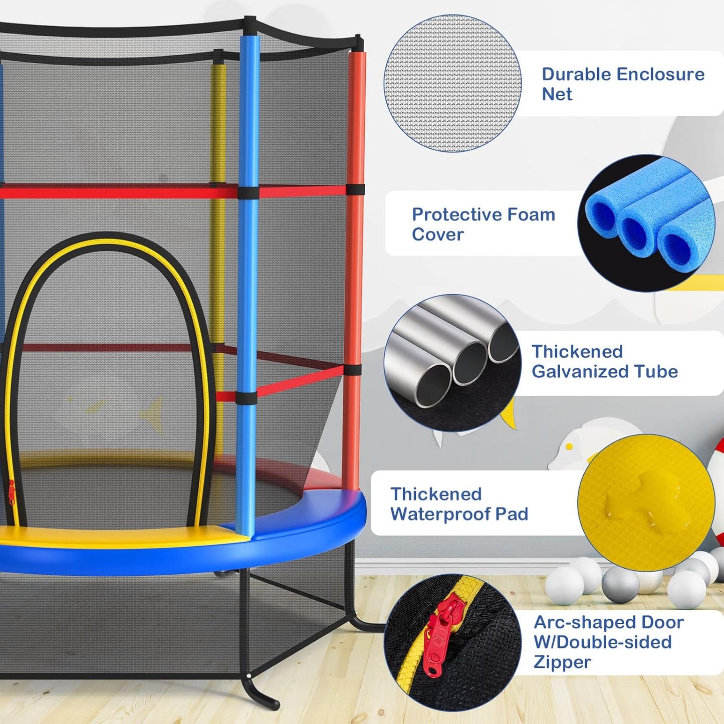 Giantex 55" Kids Trampoline with Safety Enclosure Net