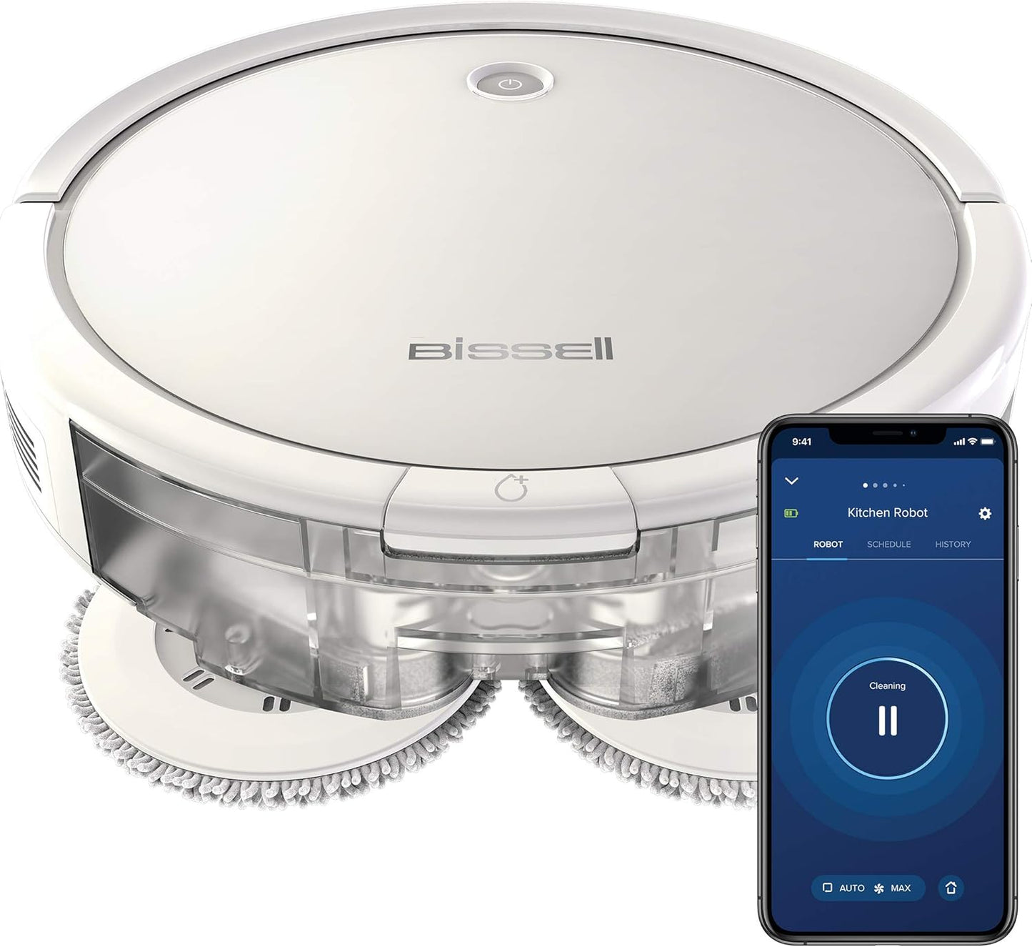 BISSELL SpinWave® Robot Vacuum & Mop – 2‑in‑1 (Model 2859C, White)