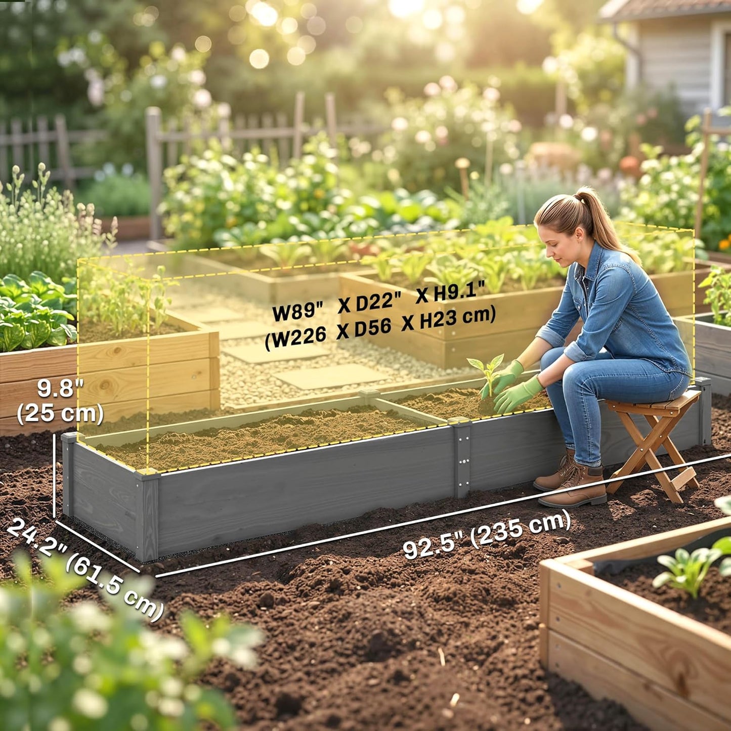 Outsunny Wooden Raised Garden Bed – Grey
