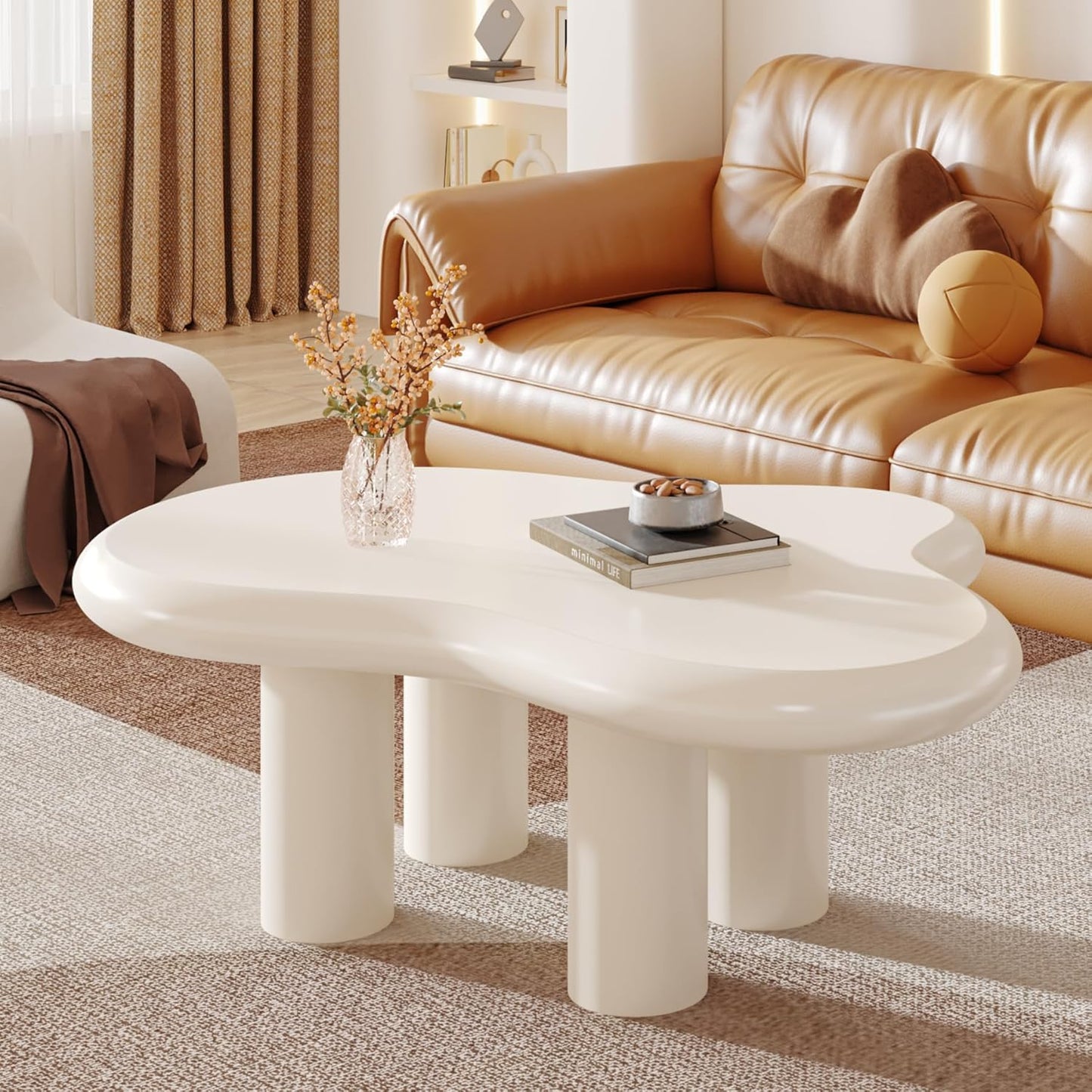 39.4" Cloud Coffee Table, Cute Cream Coffee Table