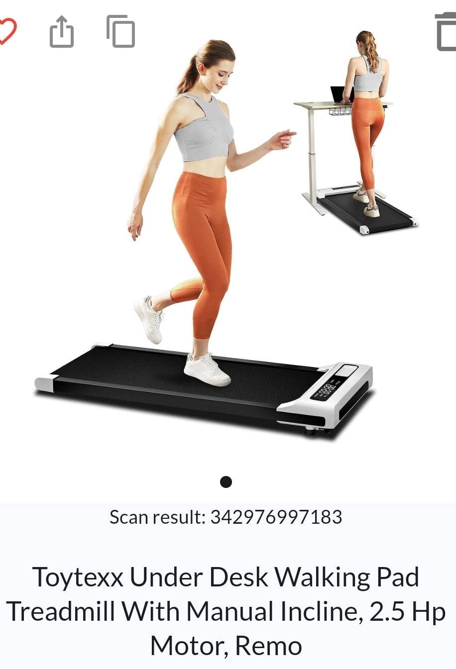 Walking Pad Under‑Desk Treadmill – 2.5HP Quiet Motor