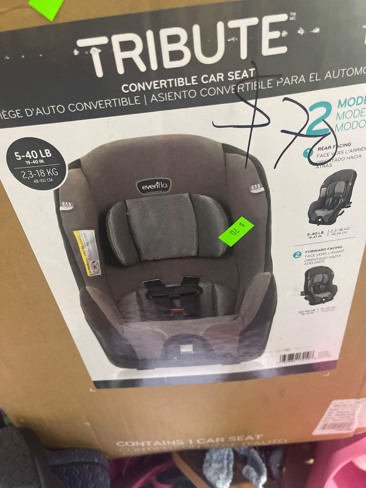 EVENFLO TRIBUTE LX CONVERTIBLE CAR SEAT