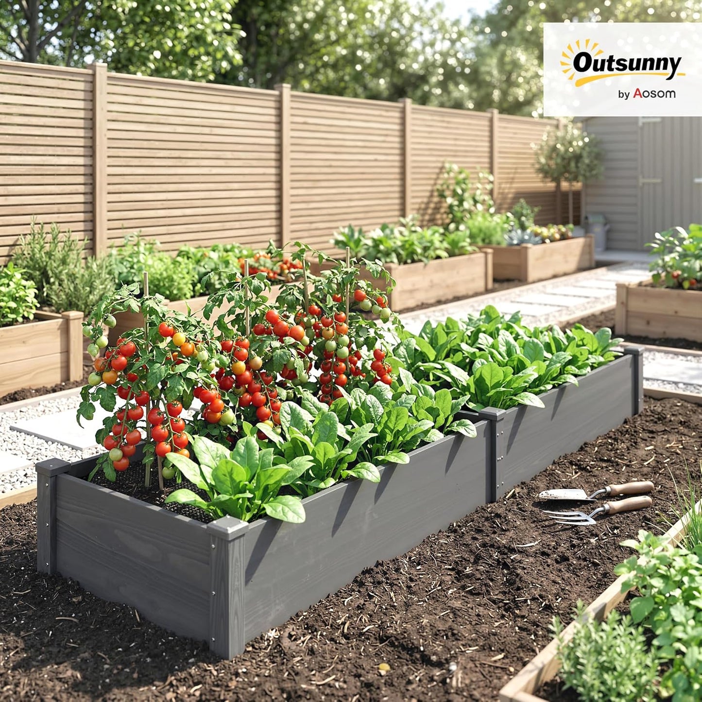 Outsunny Wooden Raised Garden Bed – Grey