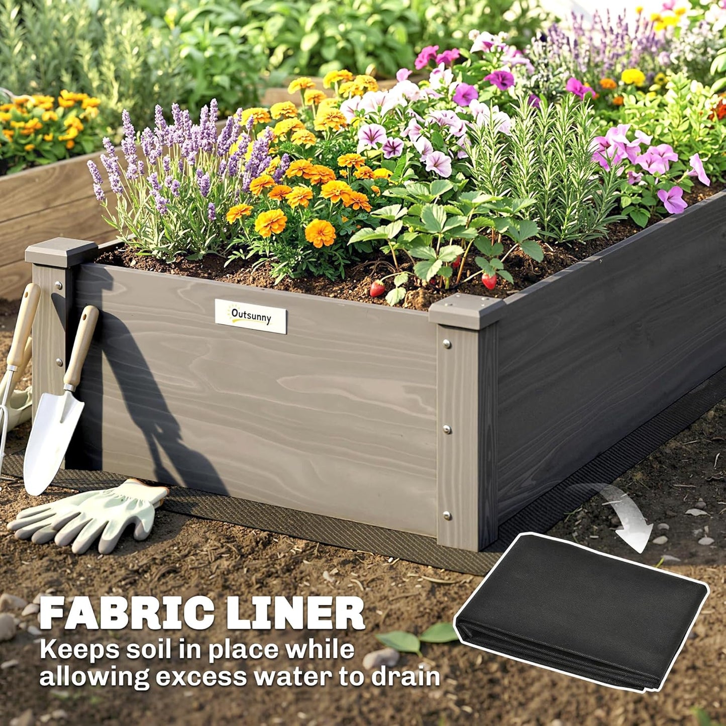 Outsunny Wooden Raised Garden Bed – Grey