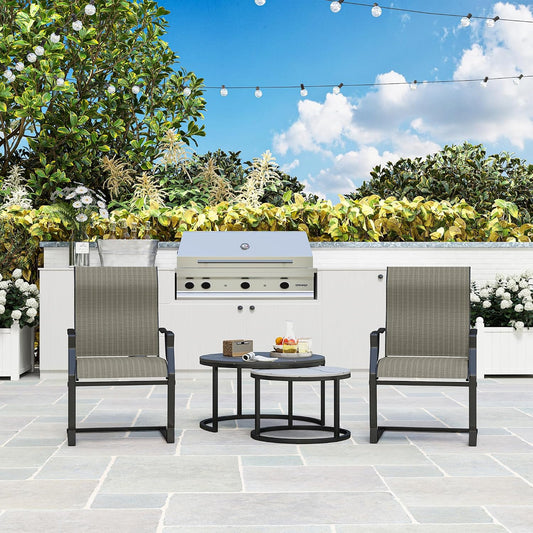 Outsunny Patio Chairs Set of 2 C Spring Motion Dining Chairs, Grey