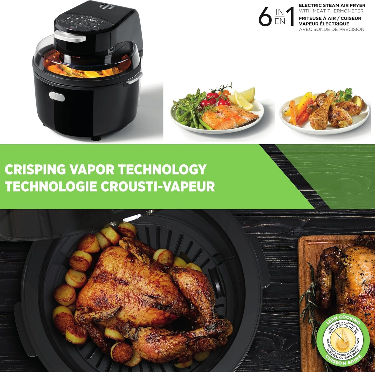 Heritage Electric Digital 6‑in‑1 Steam Air Fryer – 4.3L