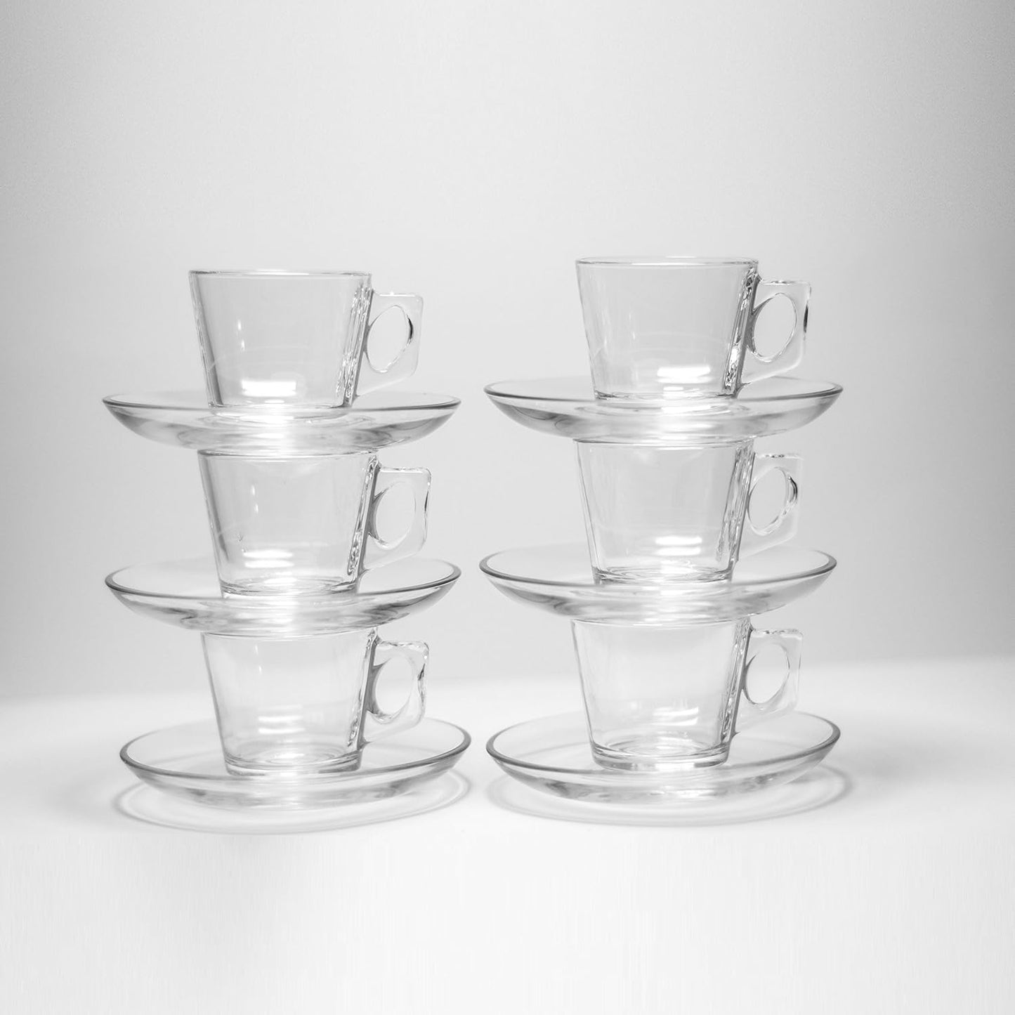 Espresso 12 Pcs Glass Set Include 6 Cups & 6 Saucers