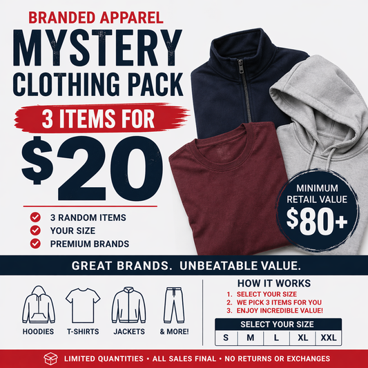Mystery Branded Clothing Pack - 3 Items for $20