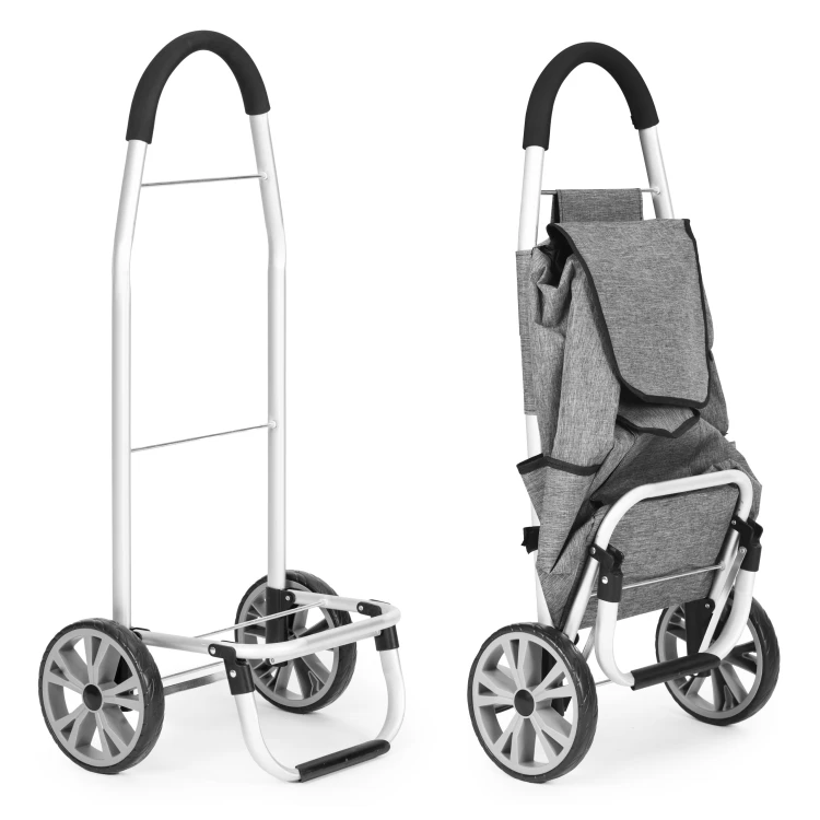 Shopping Trolley with Bag 33 Liters Large Wheels Additional Pockets ModernHome