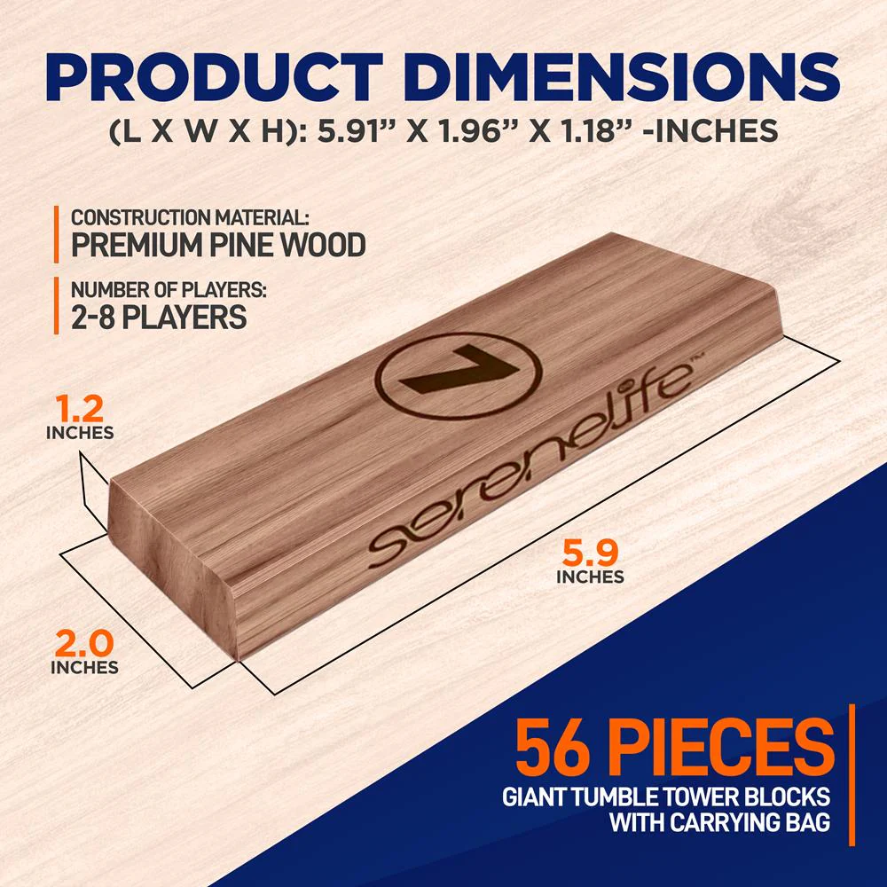 56 PCS Giant Tumble Tower Blocks Game!