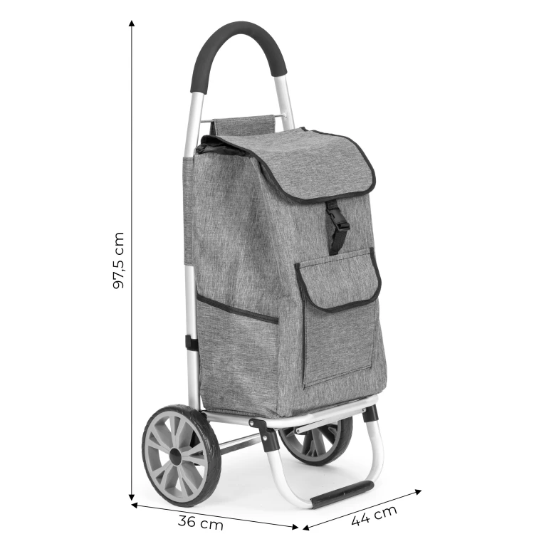 Shopping Trolley with Bag 33 Liters Large Wheels Additional Pockets ModernHome