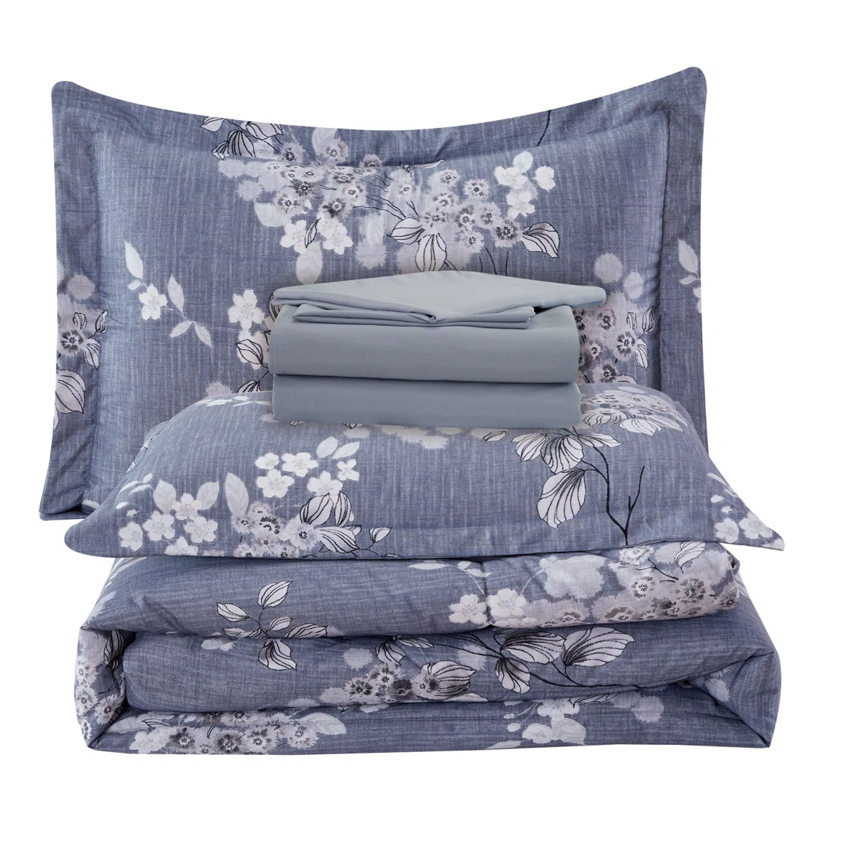7 pcs Sophia Modern & Contemporary Polyester Box Stitch Floral C