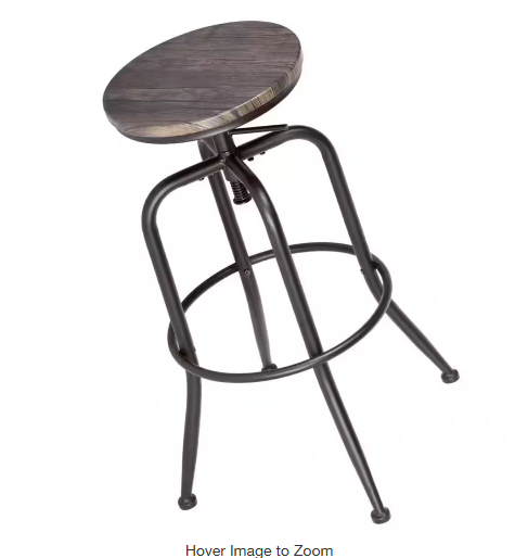 AMA 30 in. Walnut Wood Grain Backless Metal Frame Adjustable Height Bar Stool