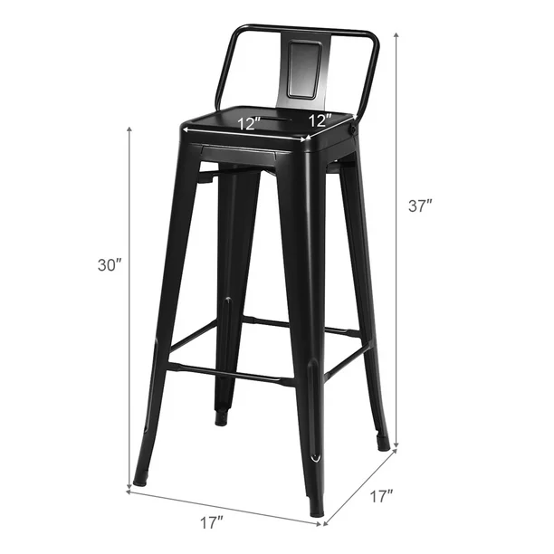 Set of 4 Metal Bar Stools 30'' Bar Height Barstools Industrial w