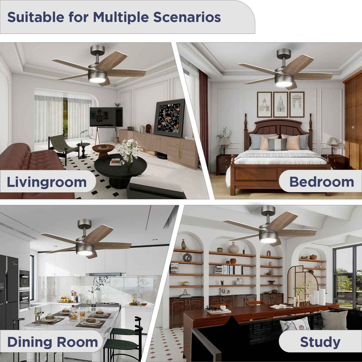 VAGIZM Ceiling Fan With Light Remote: 36 Inch Small Ceiling Fans for Kids Bedroom Dorm Room Small Room- Reversible Quiet DC Motor Dimmable Light with 6 Speeds(Bronze+Walnut)