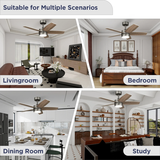 VAGIZM Ceiling Fan With Light Remote: 36 Inch Small Ceiling Fans for Kids Bedroom Dorm Room Small Room- Reversible Quiet DC Motor Dimmable Light with 6 Speeds(Bronze+Walnut)