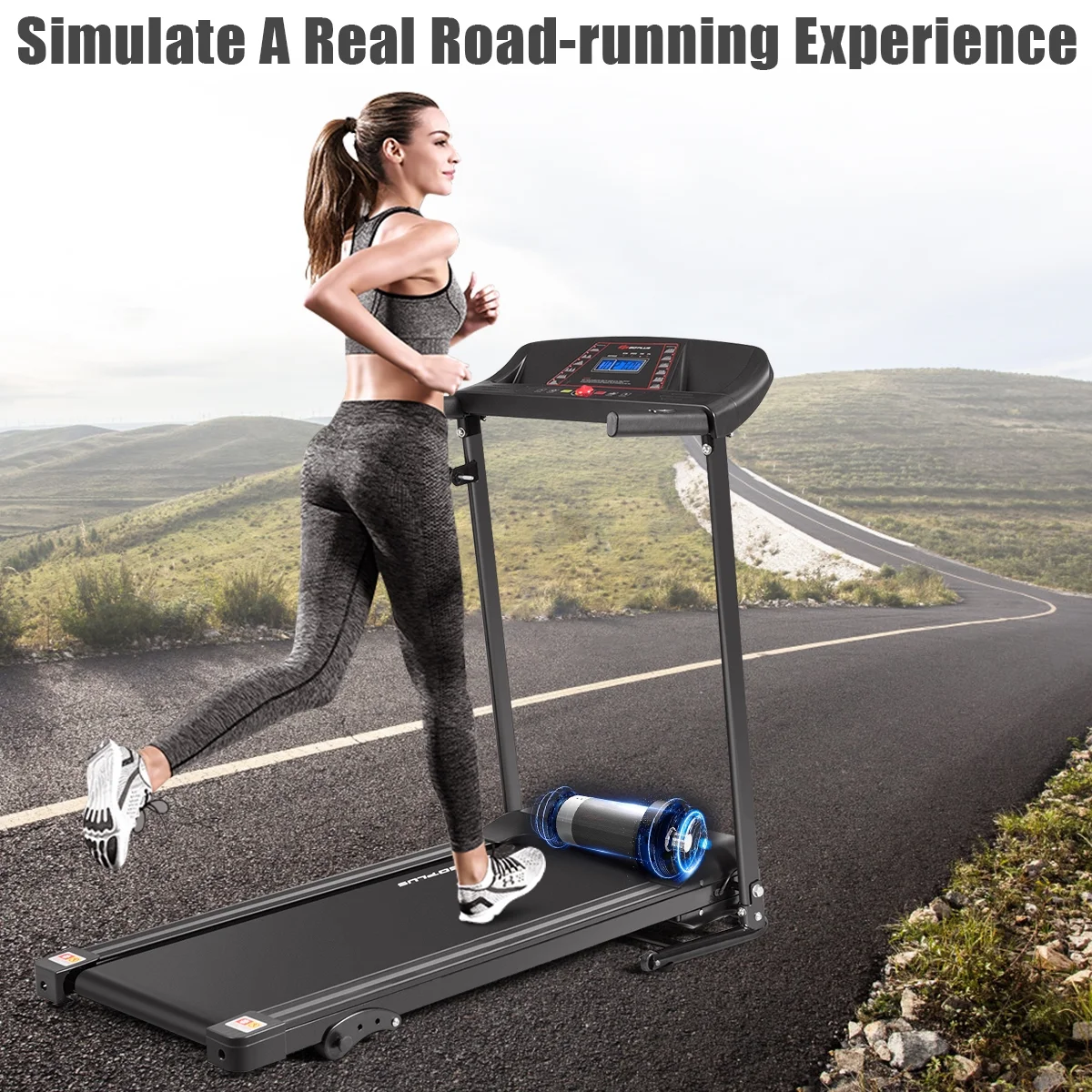 Goplus 1.0HP Folding Treadmill Electric Support Motorized Power