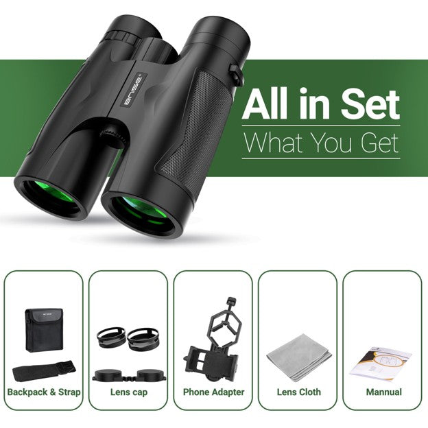 10x42 HD Professional Binoculars – Low Night Vision + BAK‑4 Prism