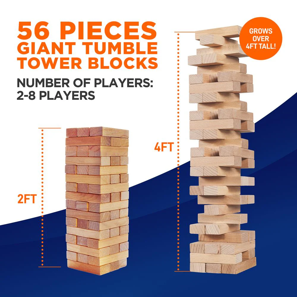 56 PCS Giant Tumble Tower Blocks Game!