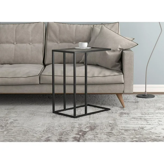 Safdie & Co. Accent Table 19L C Shaped Glass Metal