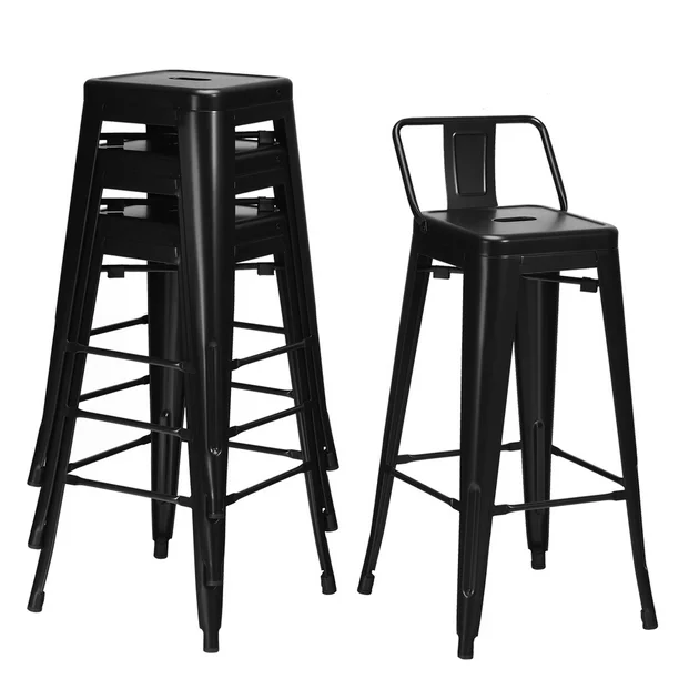 Set of 4 Metal Bar Stools 30'' Bar Height Barstools Industrial w