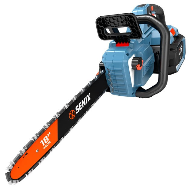 SENIX CSX6-M1 18" 60V Battery Powered Chainsaw, Brushless, Automatic Oiler, Tool-Free Chain