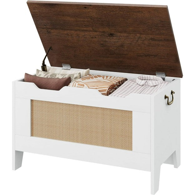 torage Chest, Rattan Toy Chest for Boys Girls, 30" Kids Wood Large Toy Box, Storage Bench
