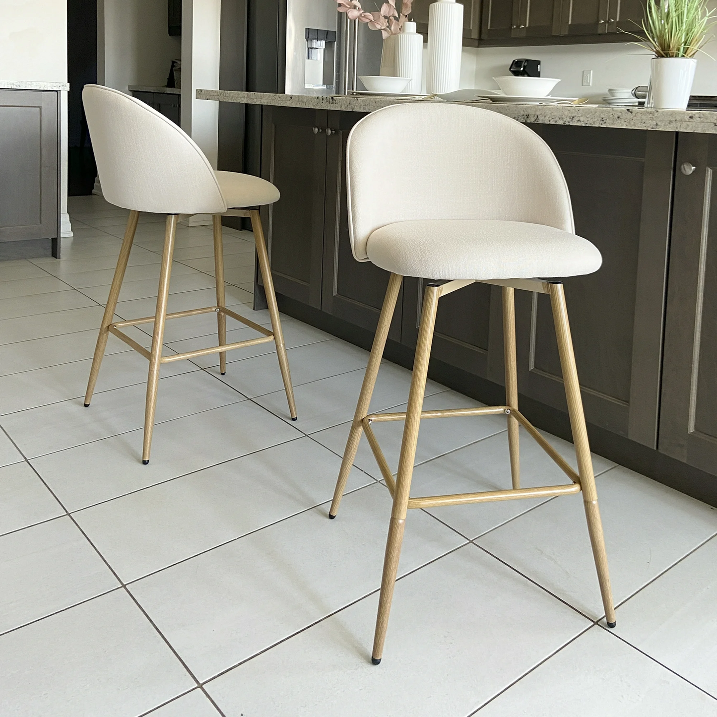 Homy Casa Set of 2 Modern Barstools – 26" Seat Height