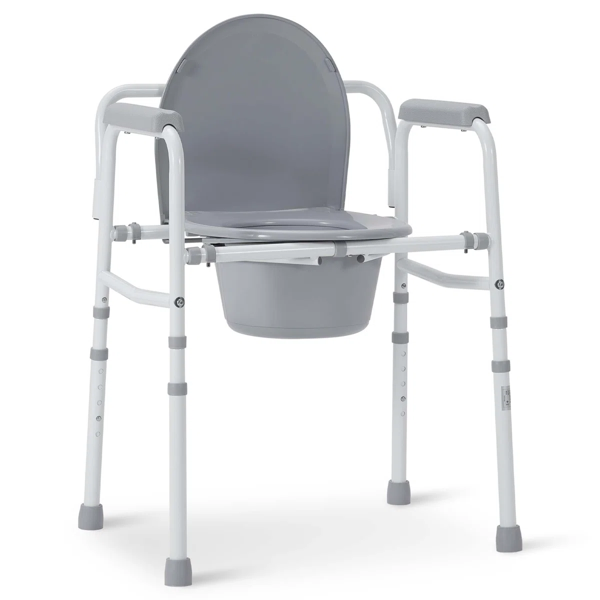 3-In-1 Steel Bedside Commode, Raised Toilet Seat With Handles, Portable Toilet With 7.5 QT Bucket, 350 Lb. Weight Capacity DR3313