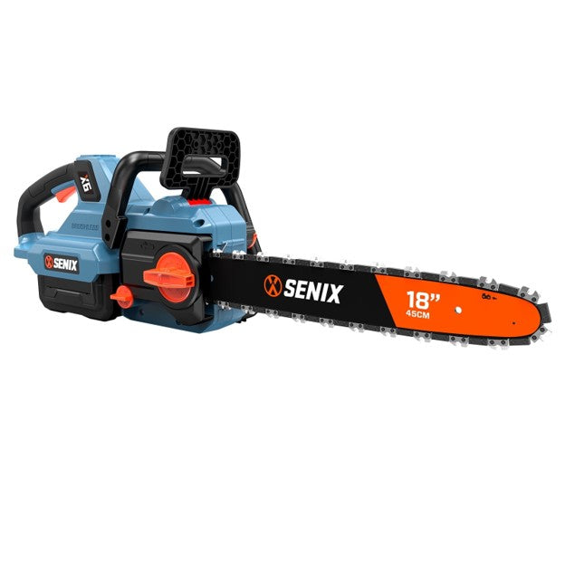 SENIX CSX6-M1 18" 60V Battery Powered Chainsaw, Brushless, Automatic Oiler, Tool-Free Chain