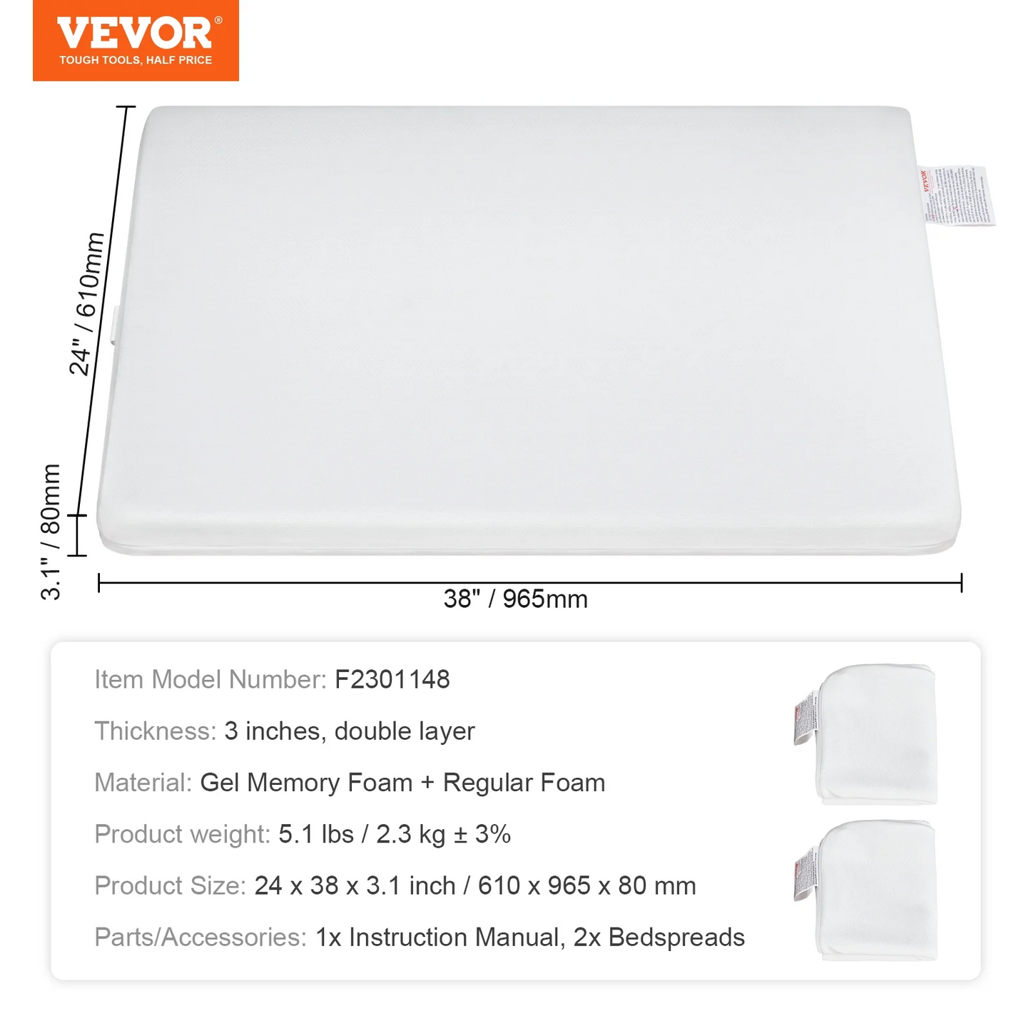 Crib Mattress, Two-sided Breathable Toddler Mattress of Memory Foam, Baby Mattress