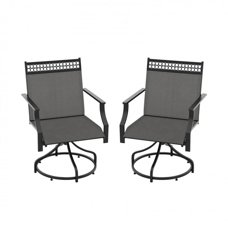 Patio Swivel Dining Chairs Set of 2 with Heavy-duty Metal Frame