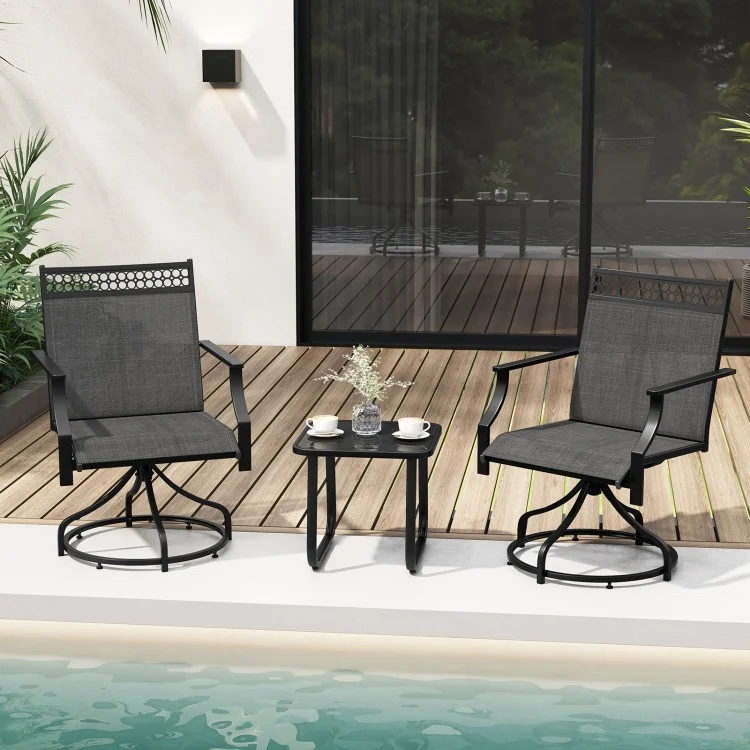 Patio Swivel Dining Chairs Set of 2 with Heavy-duty Metal Frame