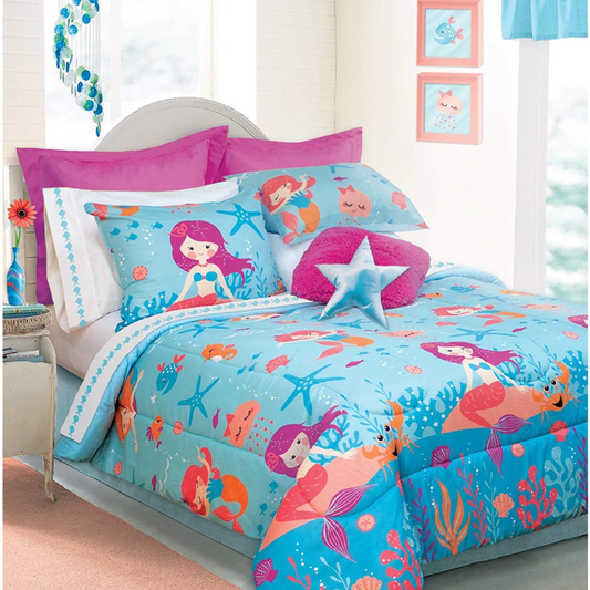 Safdie & Co. Collection Adella 3 Piece Comforter Set, Mermaid Double/QUEEN