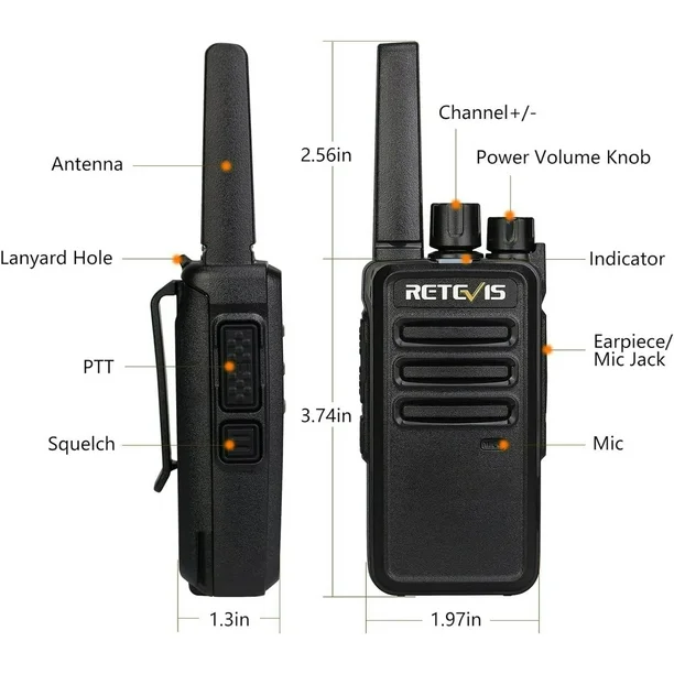 Retevis RT68 Walkie Talkies Rechargeable,Portable FRS Two-Way Radios for Adults,Heavy Duty 2 Way Radios Long Range,USB Charging Base,License Free Walkie Talkie for Road Trip Gifts Camping (2 Pack)