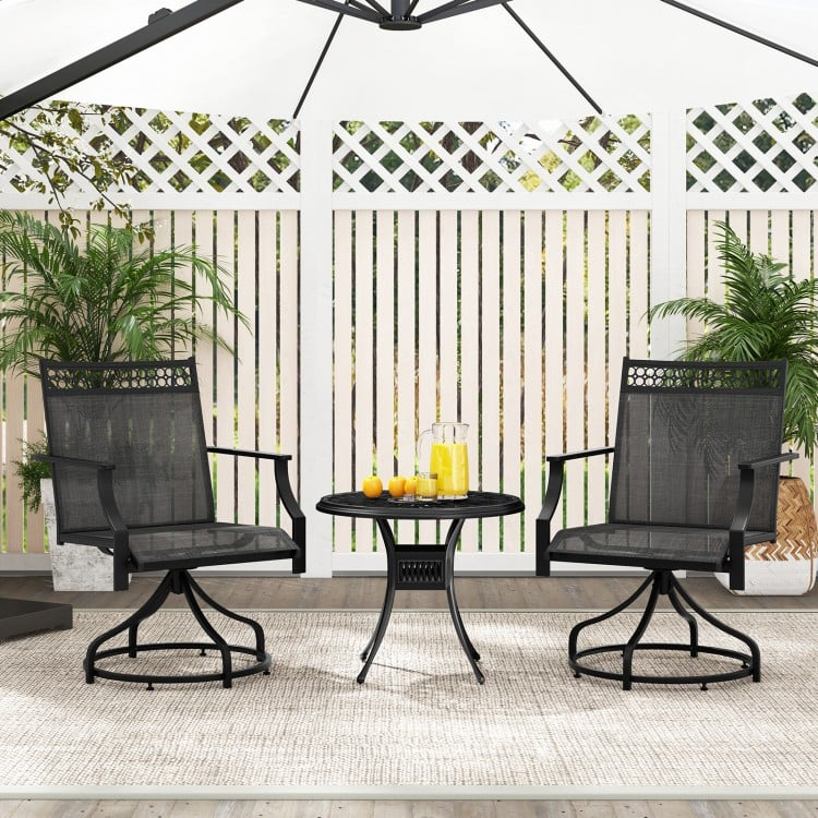 Patio Swivel Dining Chairs Set of 2 with Heavy-duty Metal Frame
