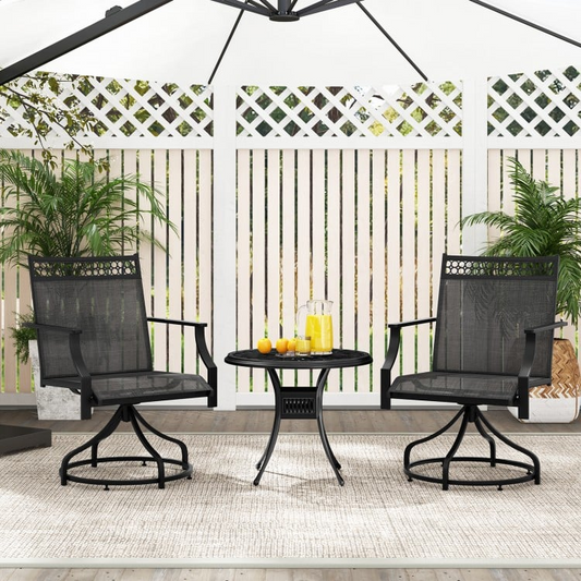 Patio Swivel Dining Chairs Set of 2 with Heavy-duty Metal Frame