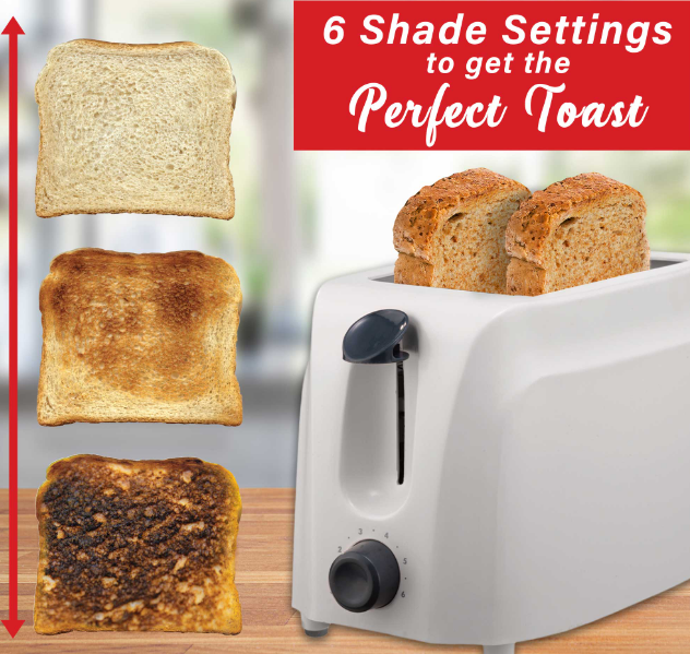 Brentwood TS-260W Cool Touch 2-Slice Toaster, White