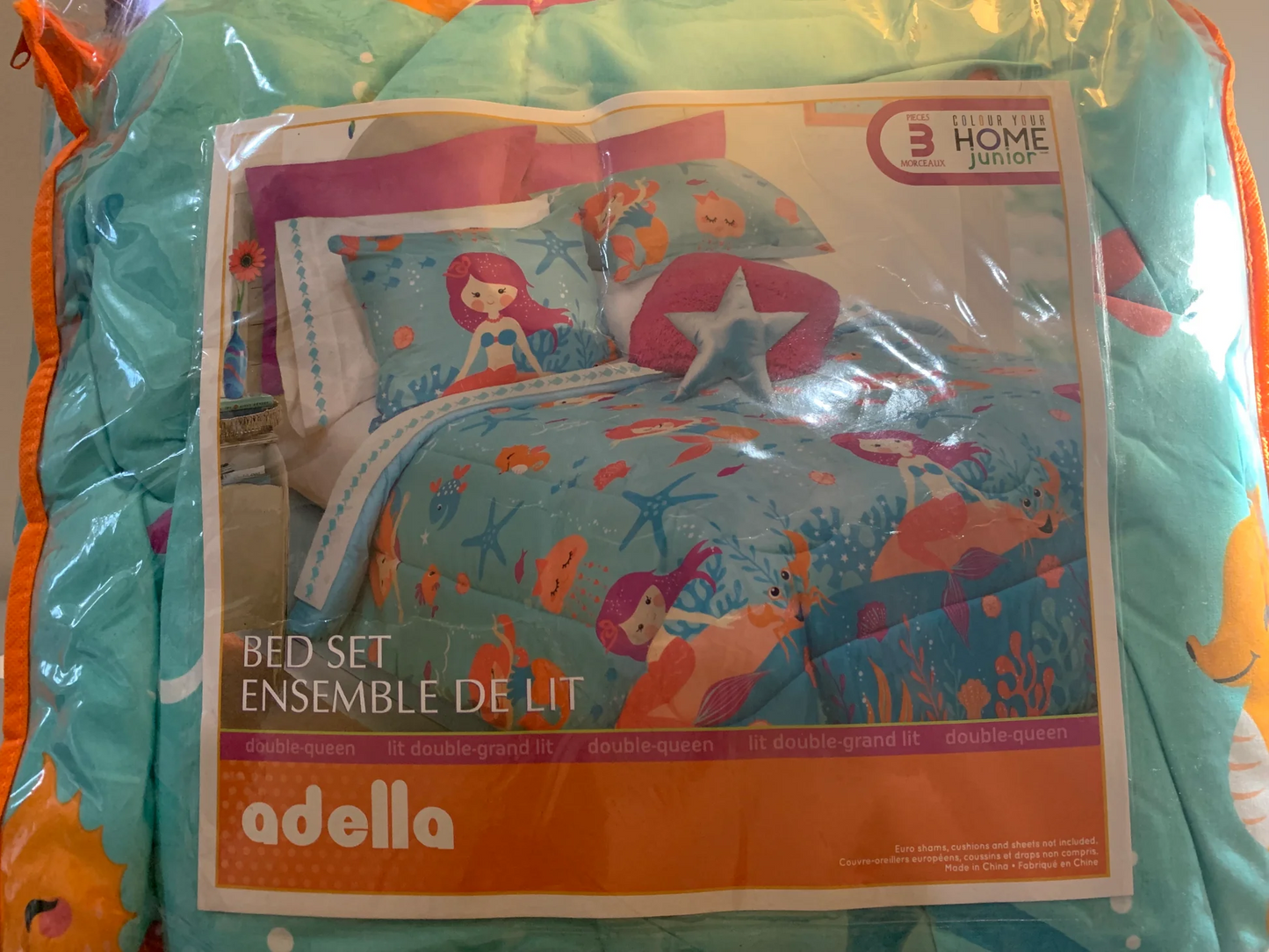 Safdie & Co. Collection Adella 3 Piece Comforter Set, Mermaid Double/QUEEN