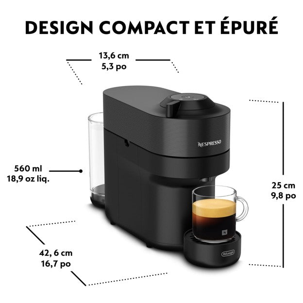 Nespresso Vertuo Pop Coffee and Espresso Machine by De'Longhi, Black