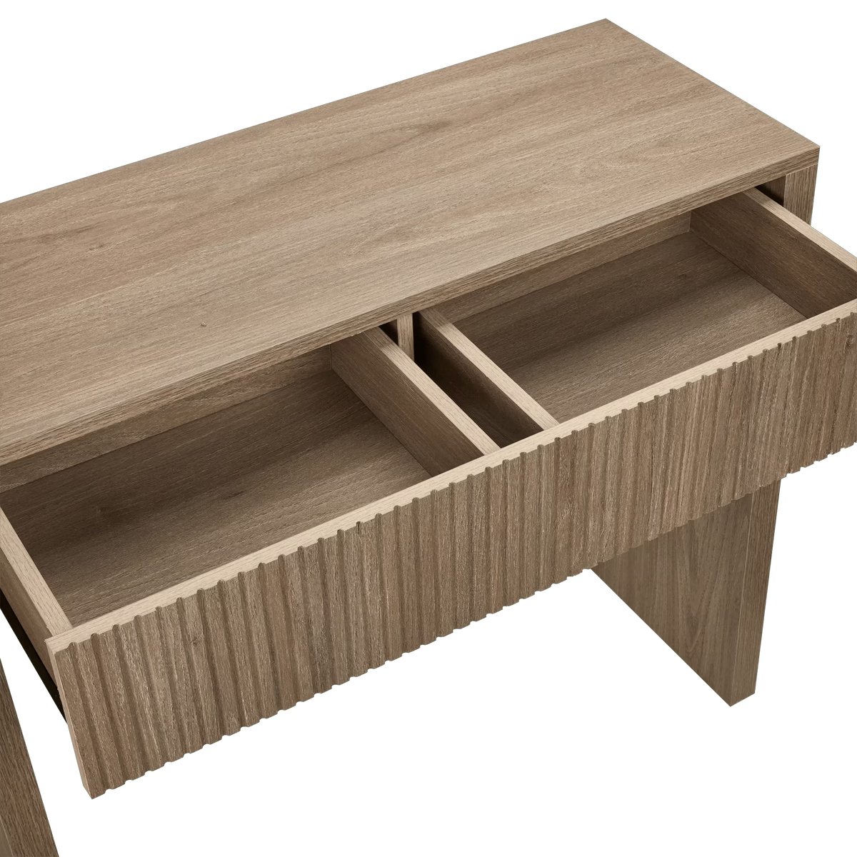 Bouclair Natural Oak Wood Veneer Entryway Console Table with 1 Fluted Drawer Hallway