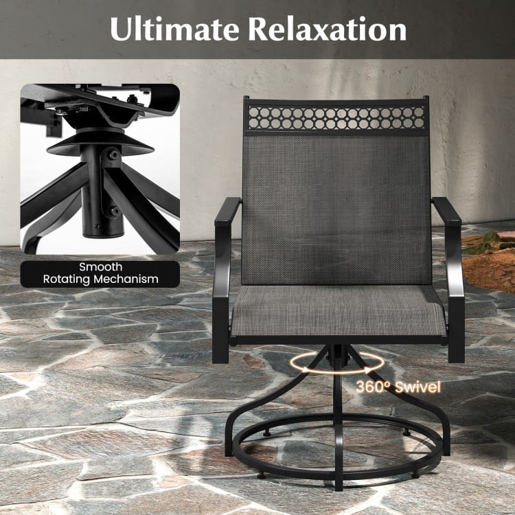 Patio Swivel Dining Chairs Set of 2 with Heavy-duty Metal Frame